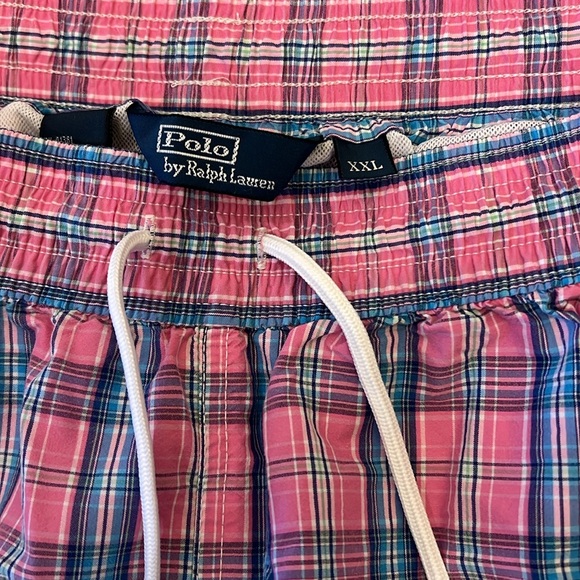 Vintage Polo Ralph Lauren Swim Trunks Men’s XXL Pink Blue‎ Plaid Beach Preppy